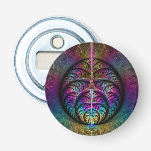 Trippy Patronen Kleurrijke Abstracte Fractale Kuns Button Flesopener