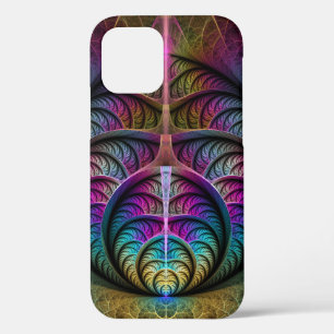 Trippy Patronen Kleurrijke Abstracte Fractale Kuns iPhone 12 Hoesje