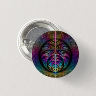 Trippy Patronen Kleurrijke Abstracte Fractale Kuns Ronde Button 3,2 Cm