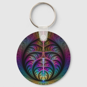 Trippy Patronen Kleurrijke Abstracte Fractale Kuns Sleutelhanger