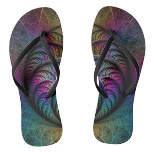 Trippy Patronen Kleurrijke Abstracte Fractale Kuns Teenslippers