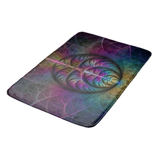 Trippy Patterned Kleurrijke Abstracte Fractal Art Badmat (Gekanteld)