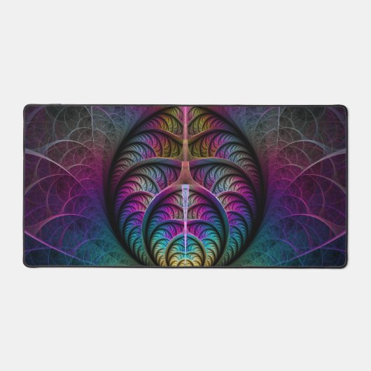 Trippy Patterned Kleurrijke Abstracte Fractal Art Bureaumat (Voorkant)