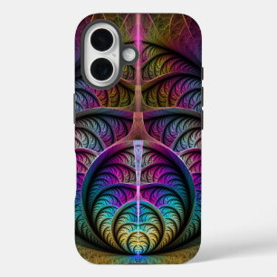 Trippy Patterned Kleurrijke Abstracte Fractal Art iPhone 16 Hoesje