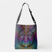 Trippy Patterned Kleurrijke Abstracte Fractal Art Crossbody Tas (Achterkant)