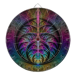 Trippy Patterned Kleurrijke Abstracte Fractal Art Dartbord