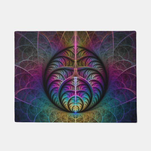 Trippy Patterned Kleurrijke Abstracte Fractal Art Deurmat (Voorkant)