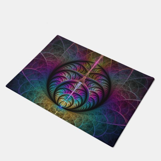 Trippy Patterned Kleurrijke Abstracte Fractal Art Deurmat (Schuin)