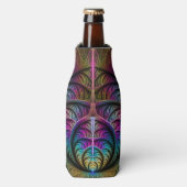 Trippy Patterned Kleurrijke Abstracte Fractal Art Flesjeskoeler (Fles Voorkant)