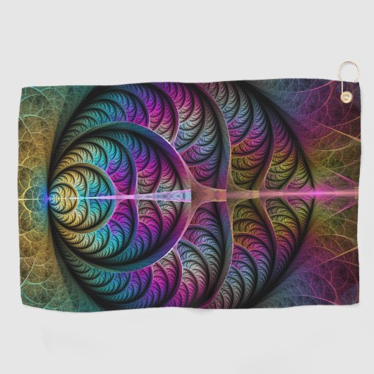 Trippy Patterned Kleurrijke Abstracte Fractal Art Golfhanddoek (Horizontaal)
