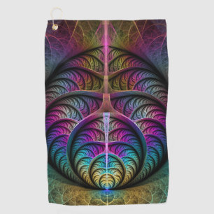 Trippy Patterned Kleurrijke Abstracte Fractal Art Golfhanddoek