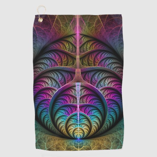 Trippy Patterned Kleurrijke Abstracte Fractal Art Golfhanddoek (Voorkant)