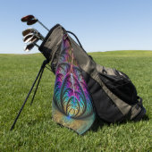 Trippy Patterned Kleurrijke Abstracte Fractal Art Golfhanddoek (Groen)