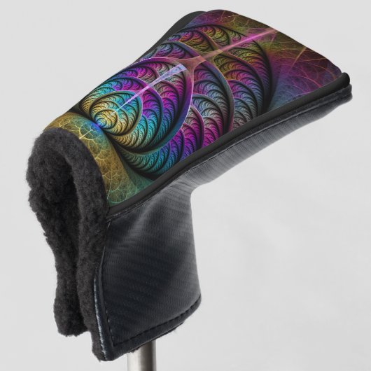Trippy Patterned Kleurrijke Abstracte Fractal Art Golfheadcover (3/4 voorkant)