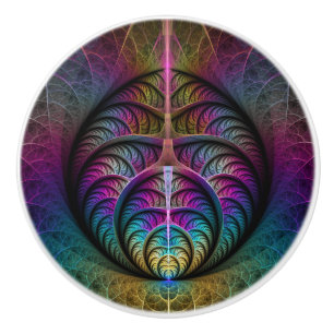 Trippy Patterned Kleurrijke Abstracte Fractal Art Keramische Knop