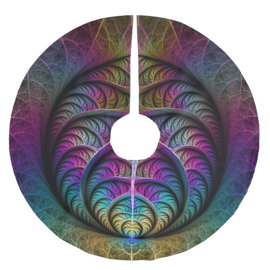 Trippy Patterned Kleurrijke Abstracte Fractal Art Kerstboom Rok (Voorkant)