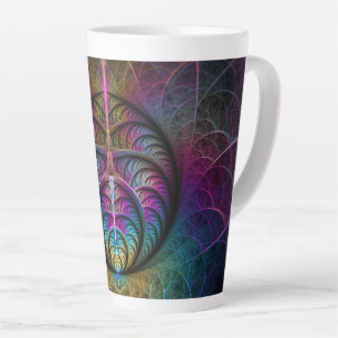 Trippy Patterned Kleurrijke Abstracte Fractal Art Latte Mok