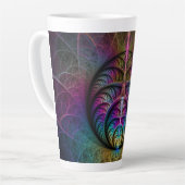 Trippy Patterned Kleurrijke Abstracte Fractal Art Latte Mok (Linkerhoek)