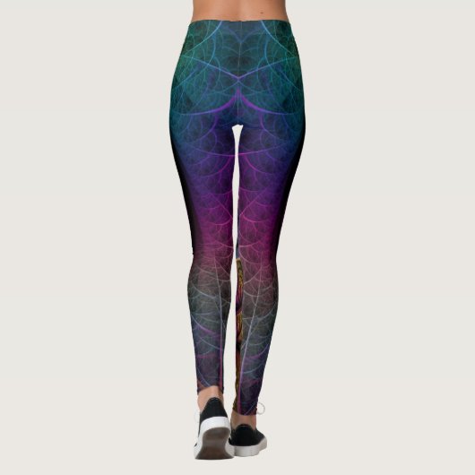 Trippy Patterned Kleurrijke Abstracte Fractal Art Leggings (Achterkant)