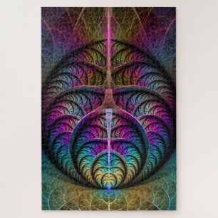 Trippy Patterned Kleurrijke Abstracte Fractal Art Legpuzzel