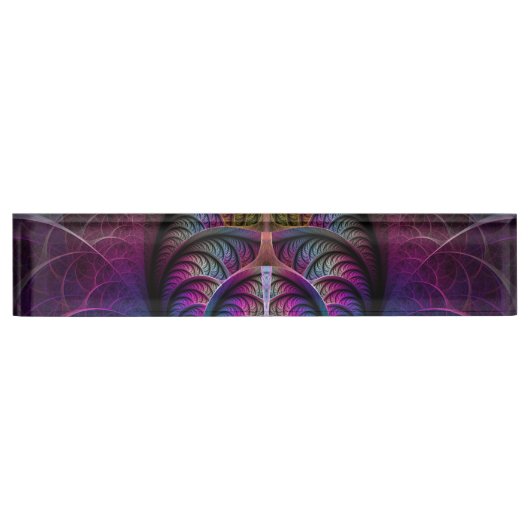 Trippy Patterned Kleurrijke Abstracte Fractal Art Naambordje (Voorkant)