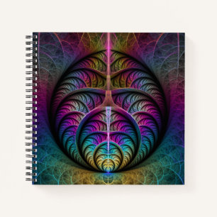 Trippy Patterned Kleurrijke Abstracte Fractal Art Notitieboek