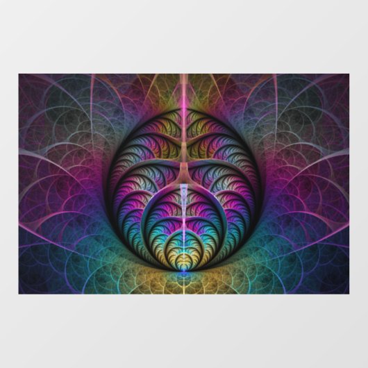 Trippy Patterned Kleurrijke Abstracte Fractal Art Raamsticker (Vel)