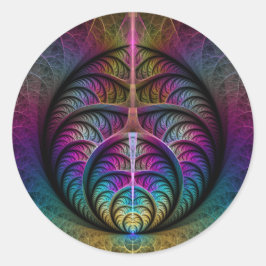 Trippy Patterned Kleurrijke Abstracte Fractal Art Ronde Sticker