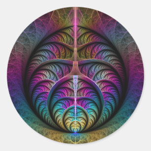 Trippy Patterned Kleurrijke Abstracte Fractal Art Ronde Sticker