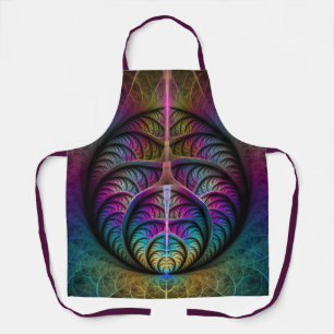 Trippy Patterned Kleurrijke Abstracte Fractal Art Schort