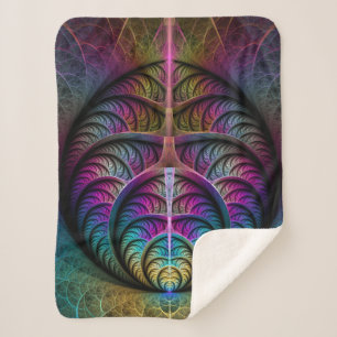 Trippy Patterned Kleurrijke Abstracte Fractal Art Sherpa Deken