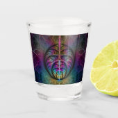 Trippy Patterned Kleurrijke Abstracte Fractal Art Shot Glas (Voorkant)