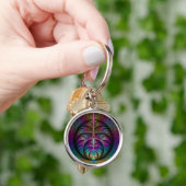 Trippy Patterned Kleurrijke Abstracte Fractal Art Sleutelhanger (Hand)