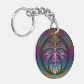 Trippy Patterned Kleurrijke Abstracte Fractal Art Sleutelhanger (Voorkant Links)