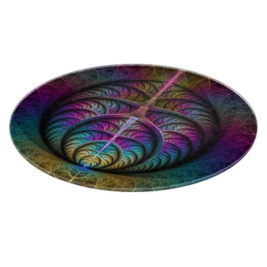 Trippy Patterned Kleurrijke Abstracte Fractal Art Snijplank (Hoek)