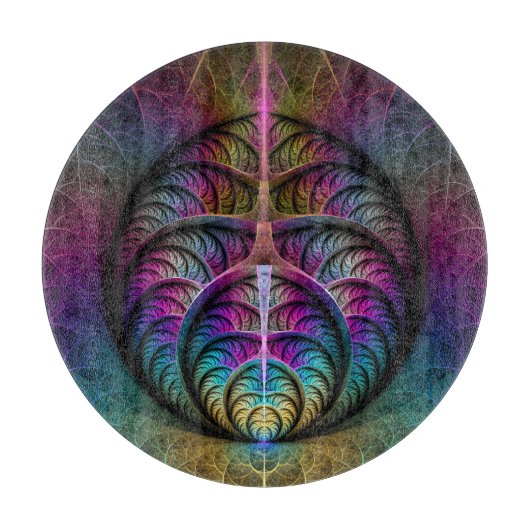 Trippy Patterned Kleurrijke Abstracte Fractal Art Snijplank (Voorkant)