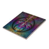 Trippy Patterned Kleurrijke Abstracte Fractal Art Tegeltje (Zijkant)
