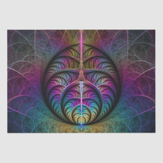 Trippy Patterned Kleurrijke Abstracte Fractal Art Tissuepapier (Voorkant)
