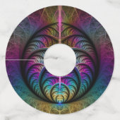 Trippy Patterned Kleurrijke Abstracte Fractal Art Wijnglaslabel (Achterkant)