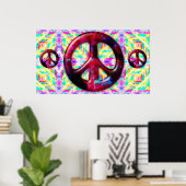 Trippy Peace Sign Fractal Poster Imprimer (Bureau à domicile)