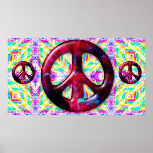 Trippy Peace Sign Fractal Poster Imprimer (Devant)