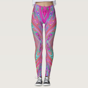 Trippy Pink, Aqua en Magenta Abstracte Butterfly Leggings