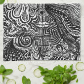 Trippy Portret Theedoek (Gevouwen)