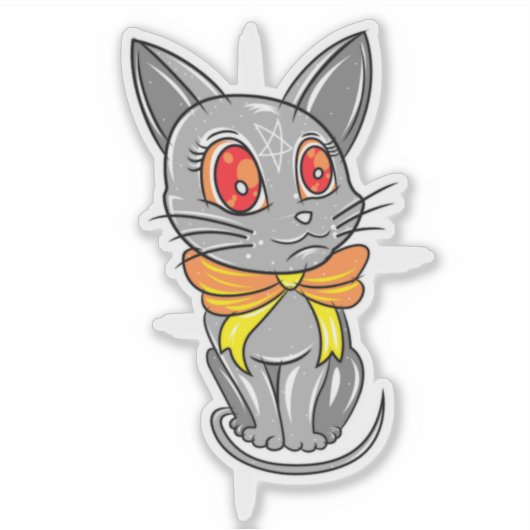Trippy Posing Kitty Cat Illustratie Sticker (Voorkant)