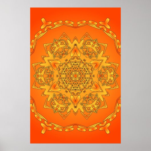 Trippy Poster: Psychedelic Hexagonal Artwork Poster (Voorkant)