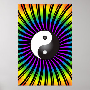 Trippy-Poster: Yin Yang Symbol & Spiral Design Poster