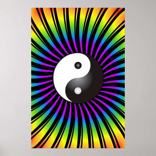 Trippy-Poster: Yin Yang Symbol & Spiral Design Poster (Voorkant)