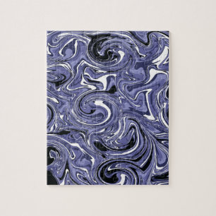 Trippy Psychadelische Water Marmer Zwart Paars Legpuzzel