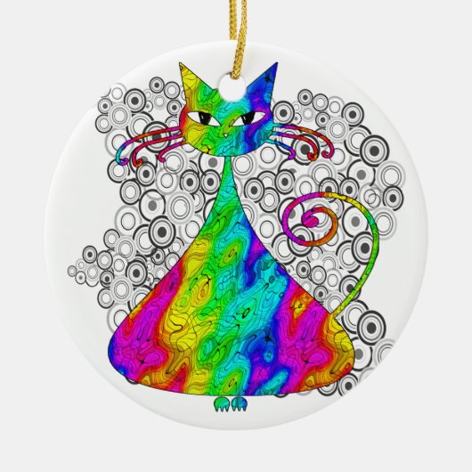 Trippy Psychedelic Cat Ornament (Voorkant)