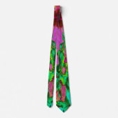 Trippy Psychedelic Emerald Green Flowers Stropdas (Achterkant)